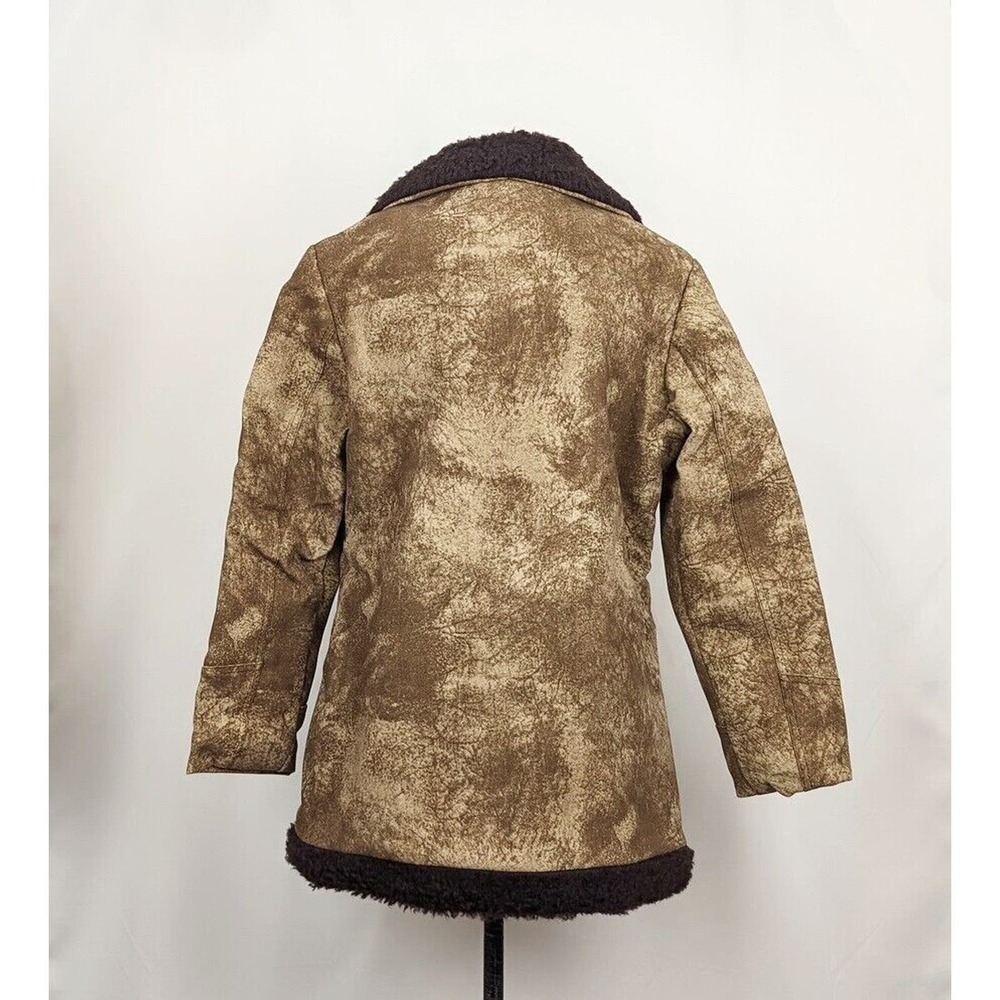 Vintage 80s Coat Brown Faux Suede Fur Sherpa Women's Size M - Picture 5 of 7